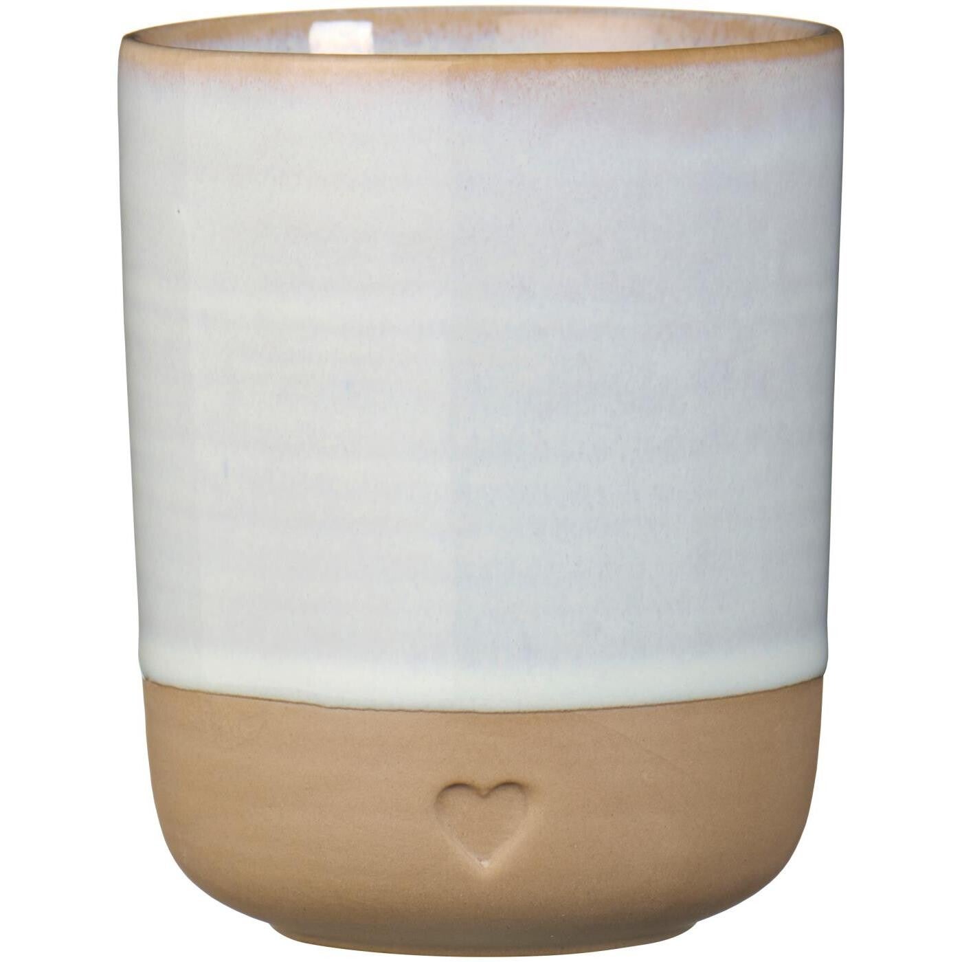 Ib-Laursen  Mug w/o handle Heart matt brown clay w/white edge 190 ml  2467-11