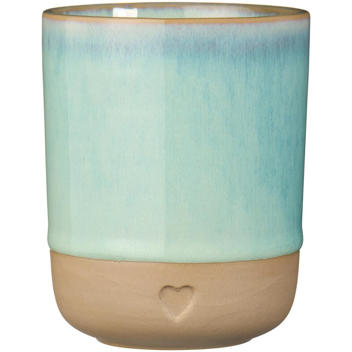 Ib-Laursen  Mug w/o handle Heart matt brown clay w/light green edge 190 ml  2467-42