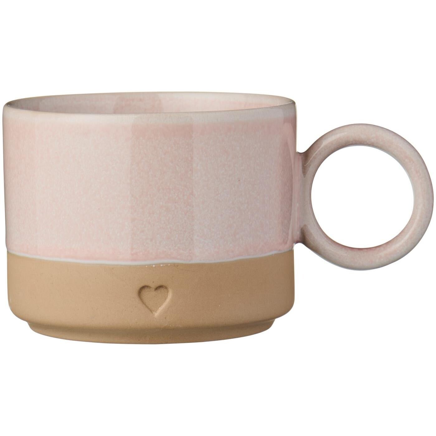 Ib-Laursen  Mug w/handle Heart matt brown clay w/light pink edge 290 ml  2468-07