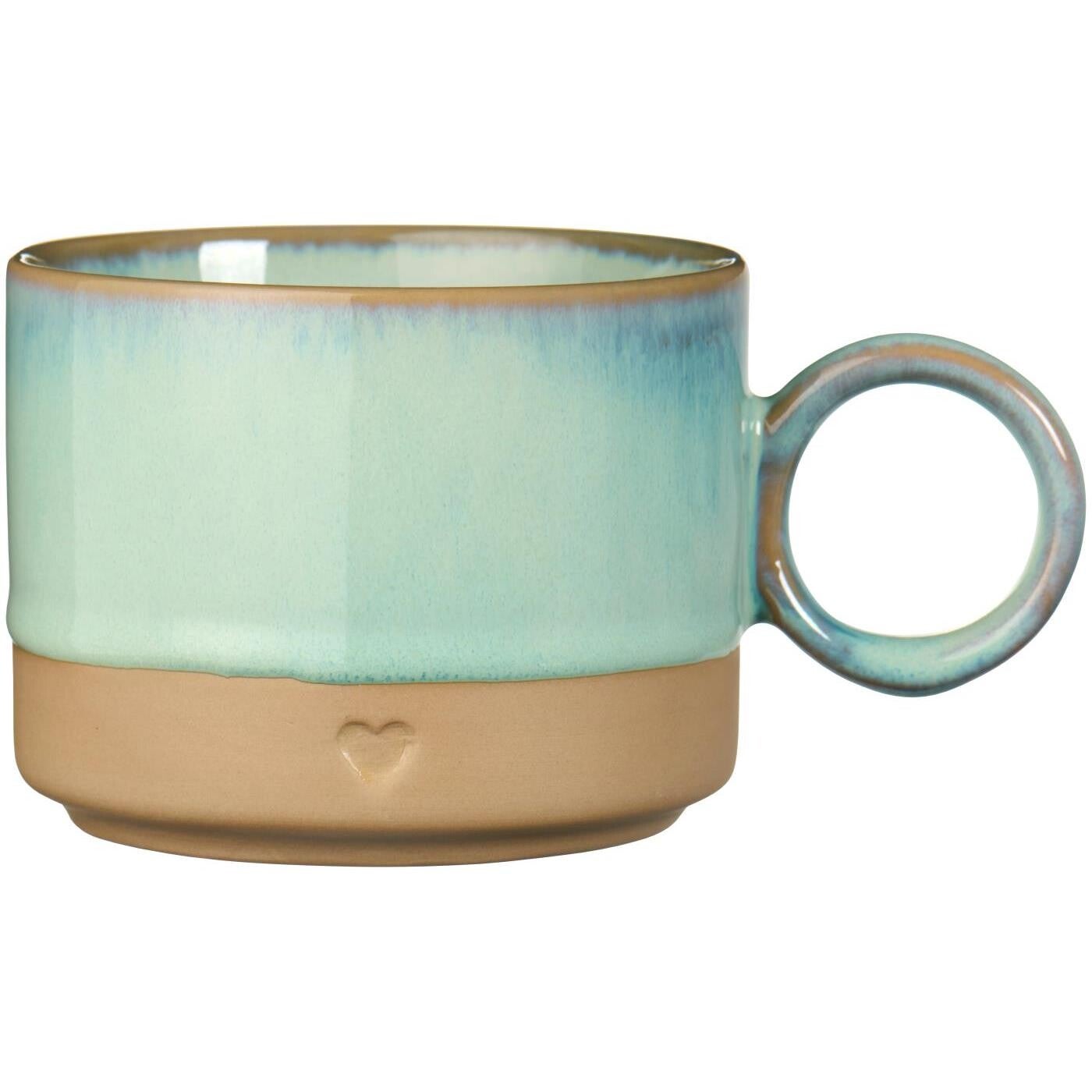 Ib-Laursen  Mug w/handle Heart matt brown clay w/light green edge 290 ml  2468-42