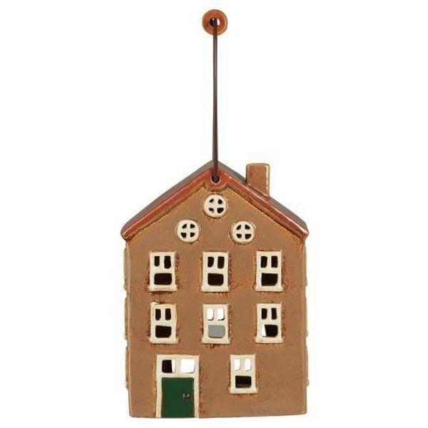 Ib-Laursen  House f/tealight Nyhavn w/wooden handle green door  27668-61