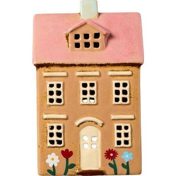 Ib-Laursen House f/tealight Nyhavn flowers and light pink roof  27690-14