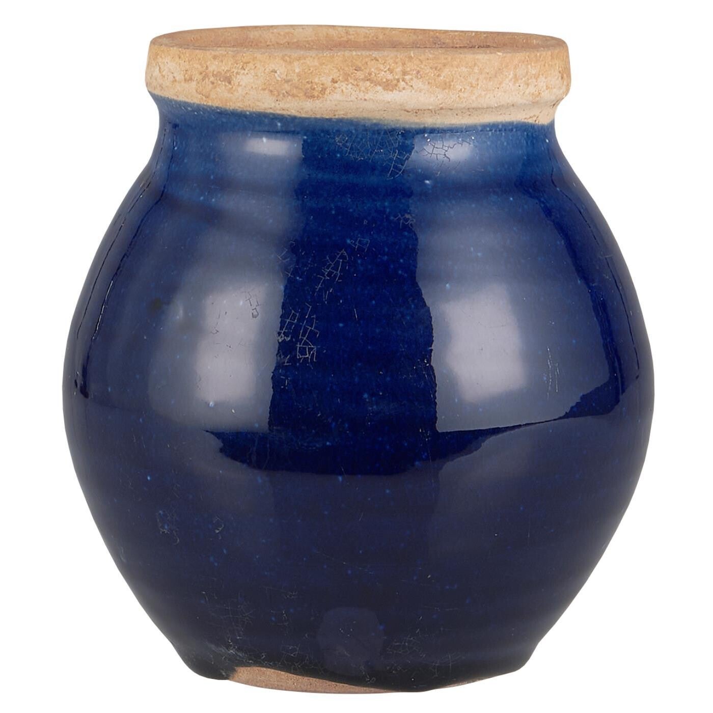 Ib-Laursen Vase blue w/natural coloured edge Avignon  3642-13
