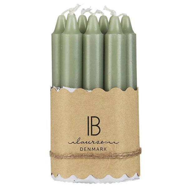 Ib-Laursen aper candle 10 pcs dusty green Ø:1.3 H:10   4143-81