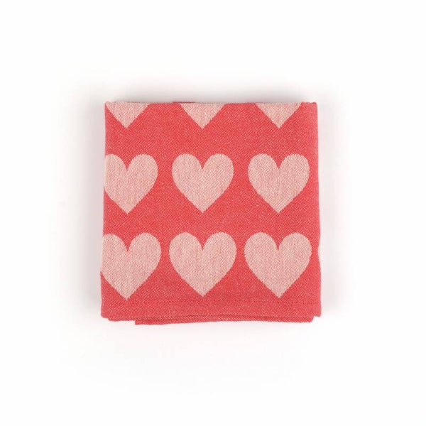 Bunzlau Castle  Tea Towel Hearts Red 5322