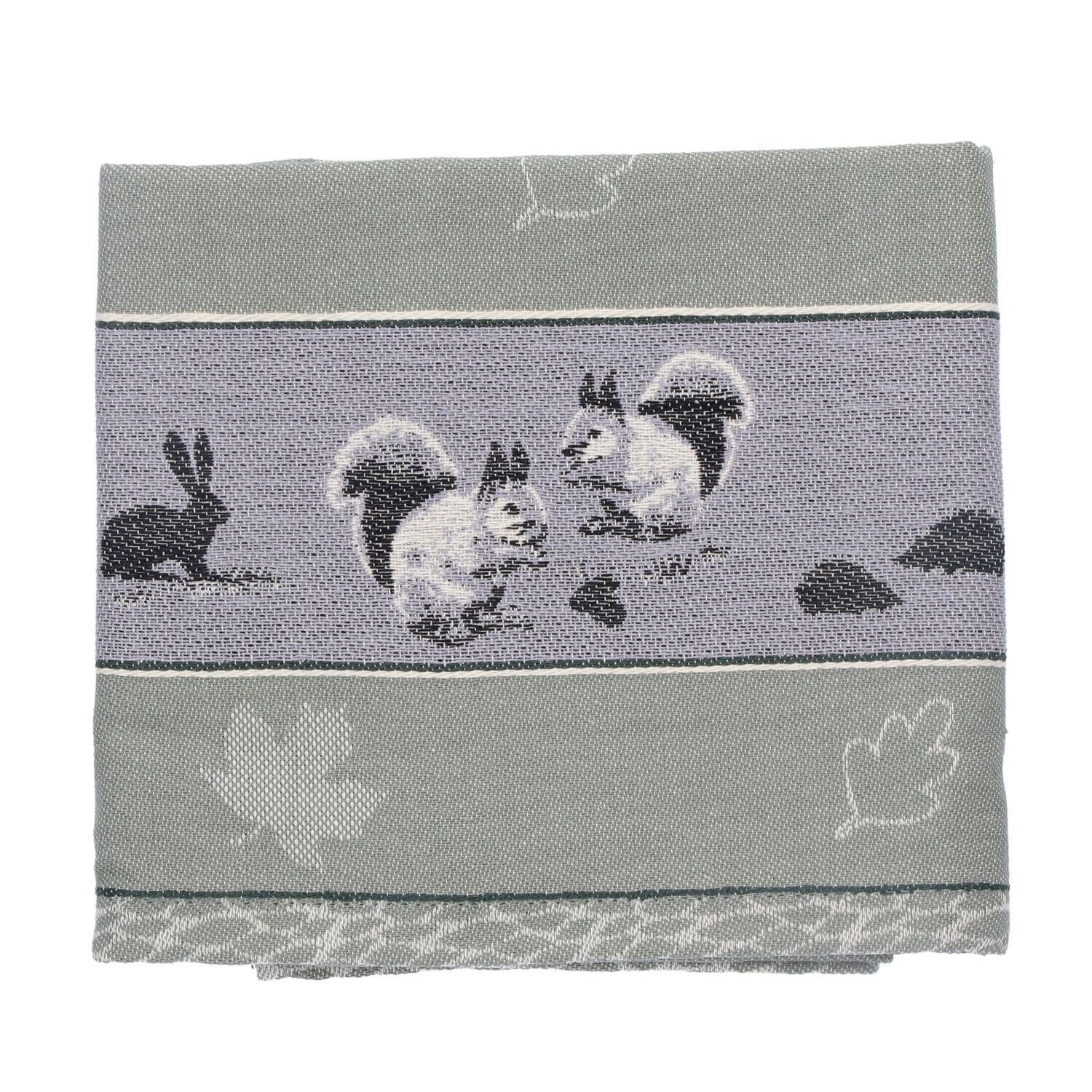Bunzlau Castle Tea towel Forest Animals Dark Green GOTS  6429-G