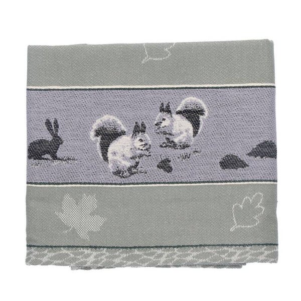 Bunzlau Castle Tea towel Forest Animals Dark Green GOTS  6429-G