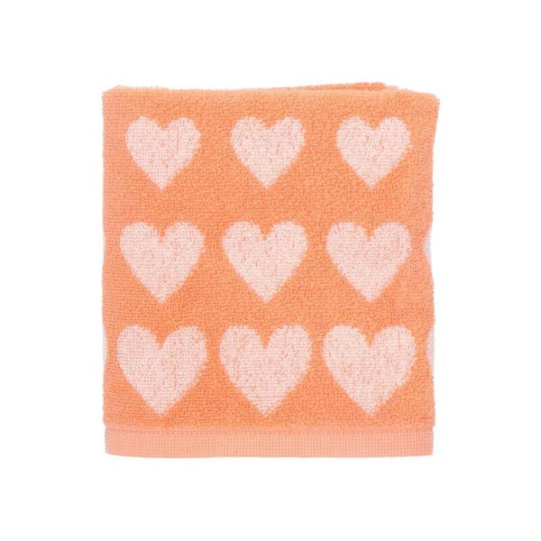 Bunzlau Castle Kitchen Towel Hearts Orange GOTS  6442-G