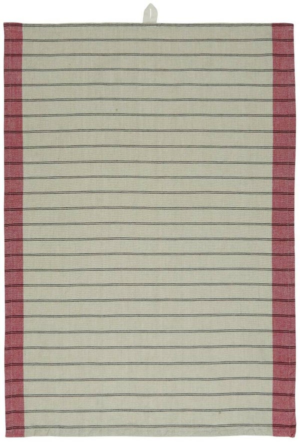 IB-Laursen Tea towel beige w/red edges and black stripes  66017-33