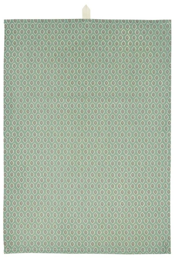 IB-Laursen  Tea towel dusty green w/berry and natural pattern  66028-81