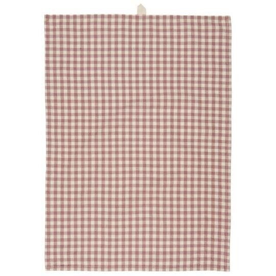 Ib-Laursen  Tea towel Mette malva w/small natural checks  66109-38