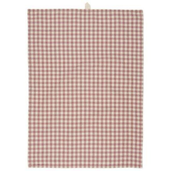Ib-Laursen  Tea towel Mette malva w/small natural checks  66109-38