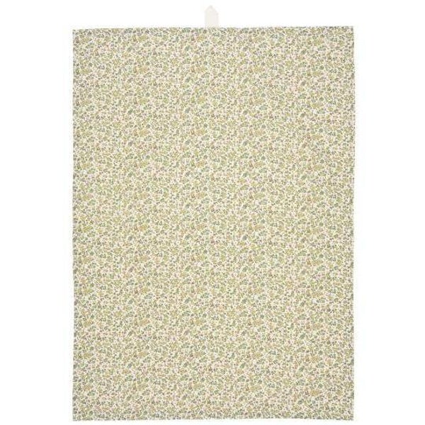 Ib-laursen  Tea towel Eva natural w/green, red and yellow flowers  66127-00