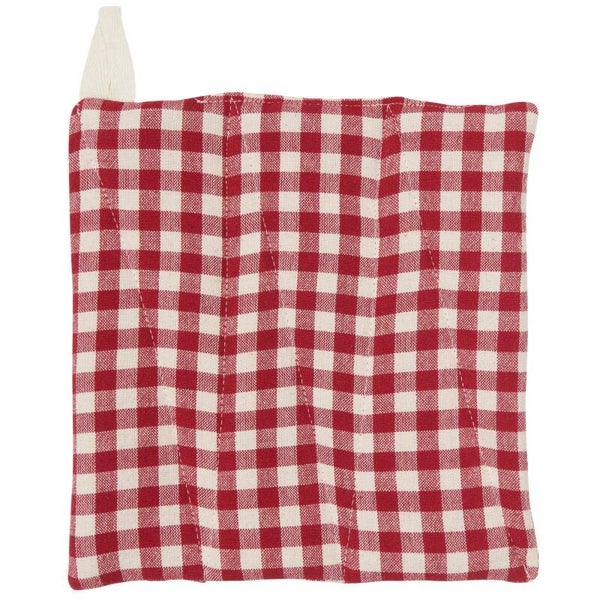 Ib-Laursen  Pot holder Asta red w/small natural checks  66130-33