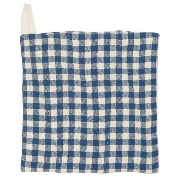 Ib-Laursen Pot holder Lucas dark blue w/small natural checks  66130-39