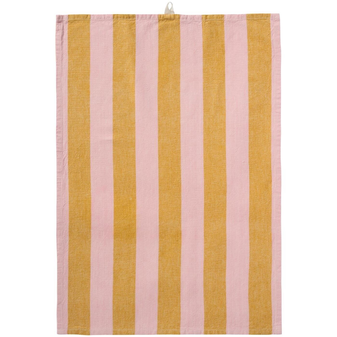 Ib-Laursen  Tea towel Linus w/mustard and light pink wide stripes  66235-00