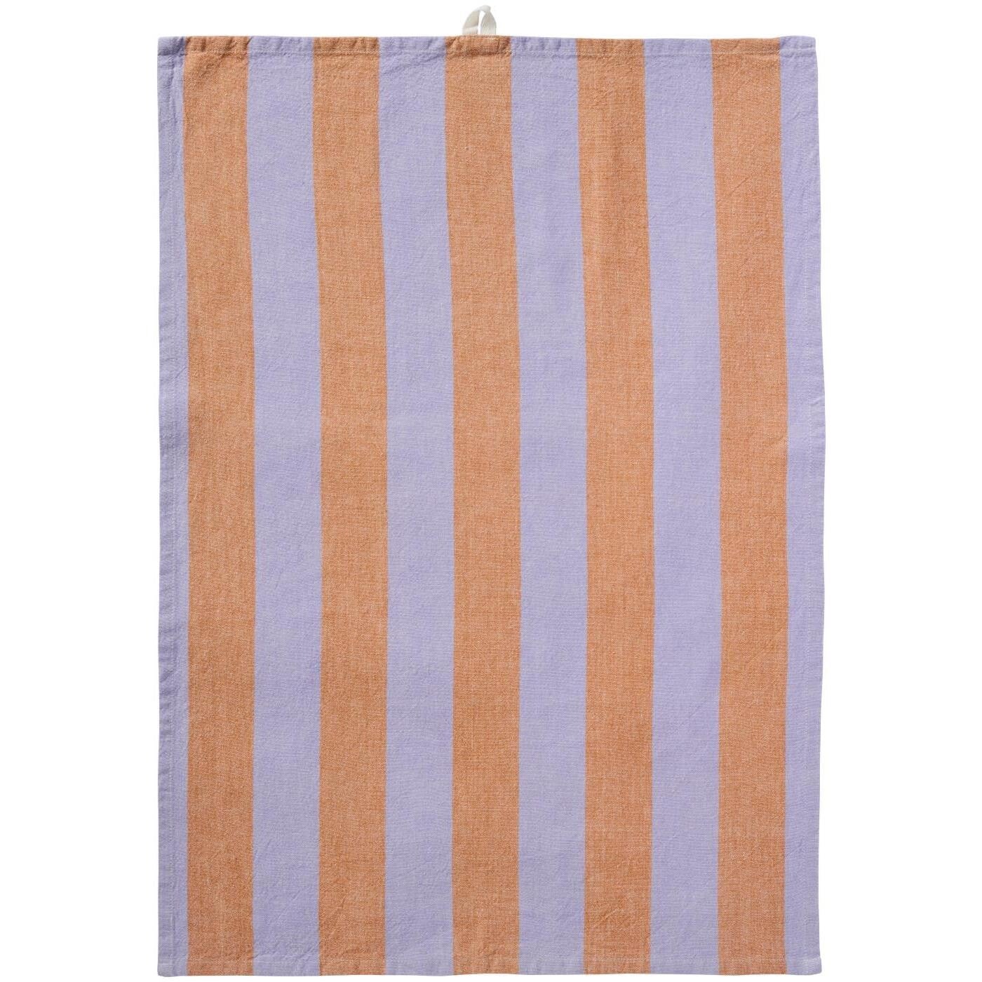 Ib-Laursen  Tea towel Linus w/purple and rustic brown wide stripes  66236-00
