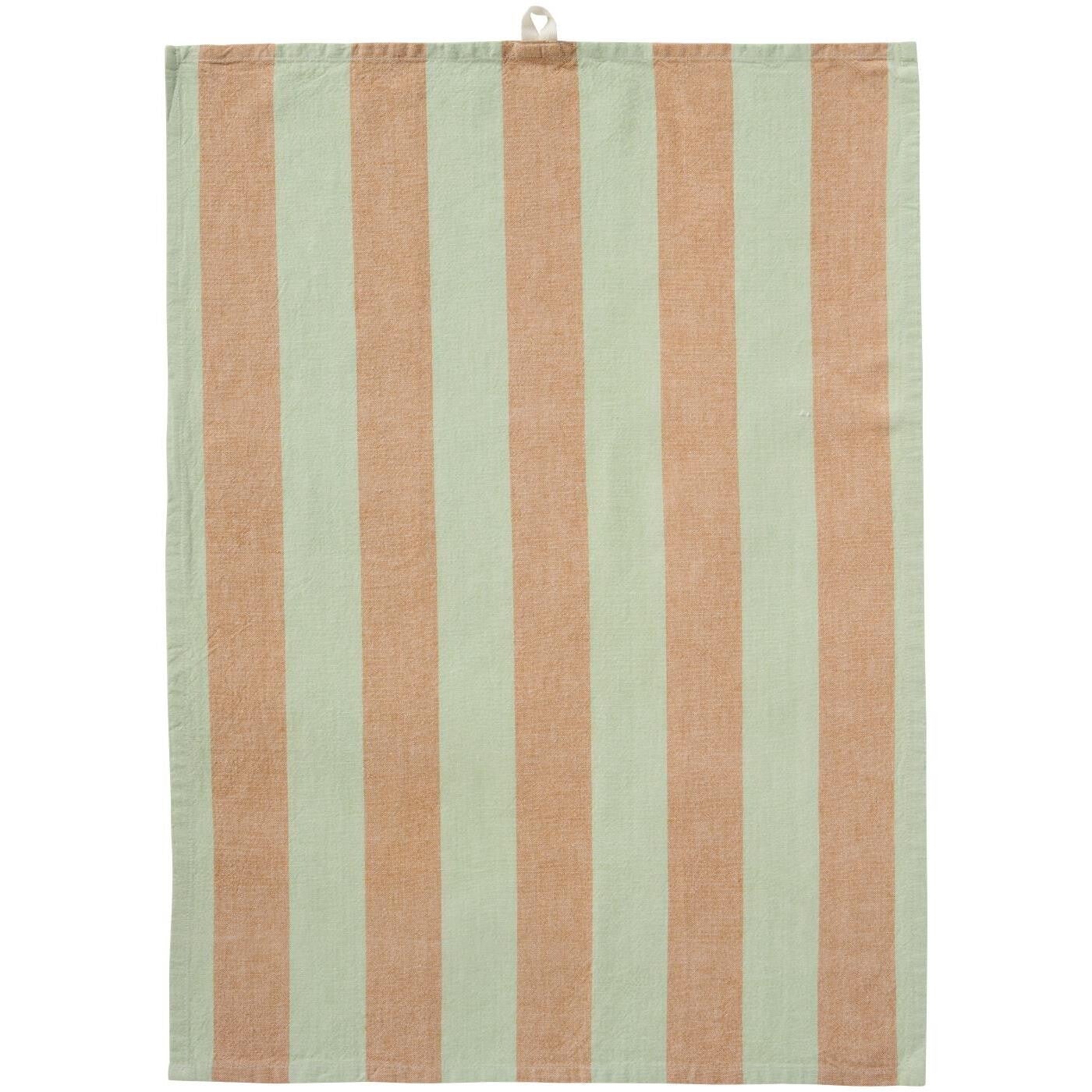 Ib-Laursen Tea towel Linus w/light green and light brown wide stripes  66237-00