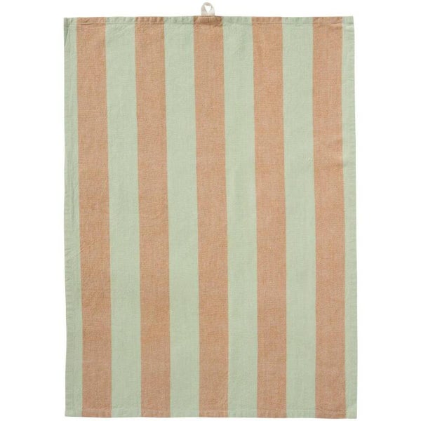 Ib-Laursen Tea towel Linus w/light green and light brown wide stripes  66237-00
