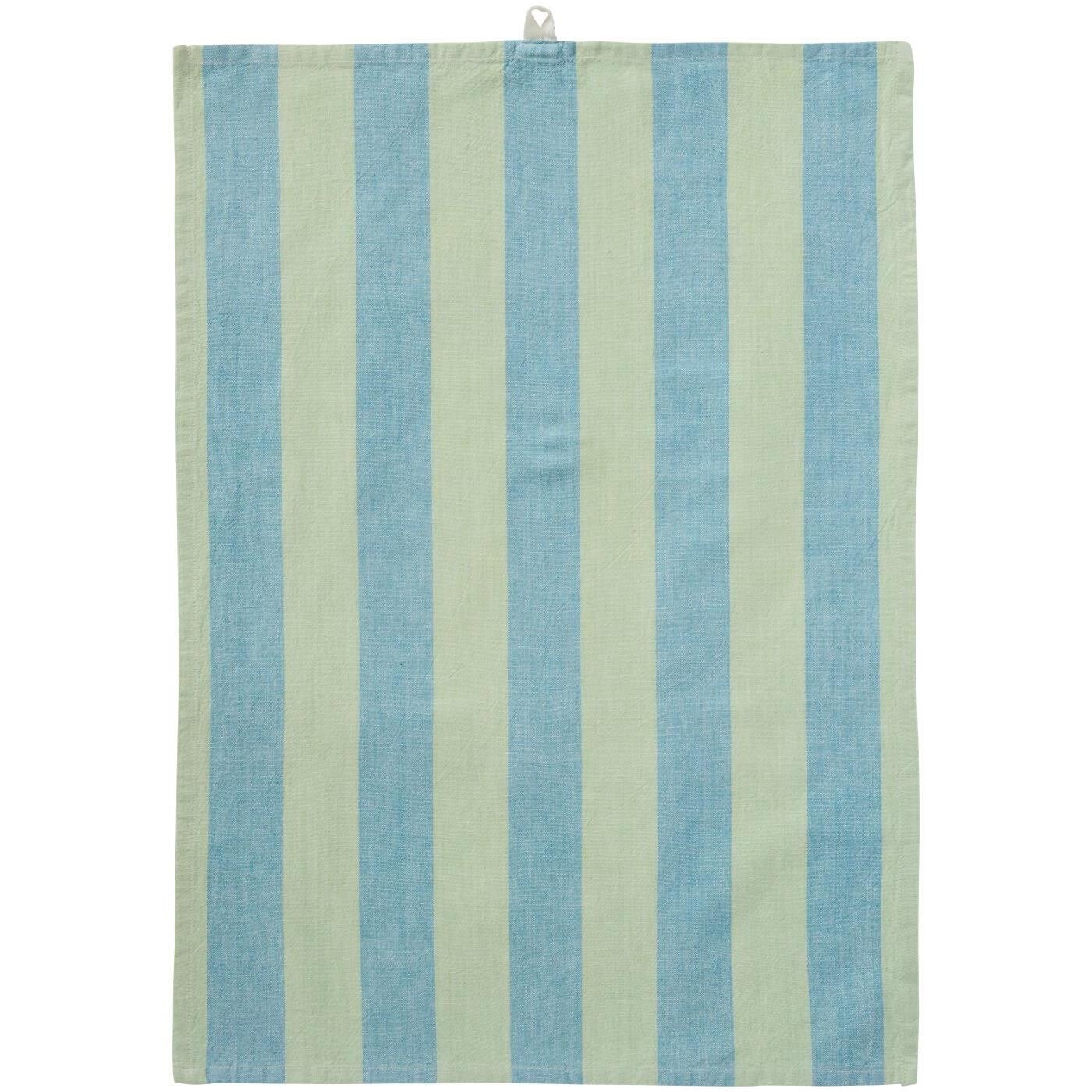 Ib-Laursen Tea towel Linus w/light green and blue wide stripes  66238-00
