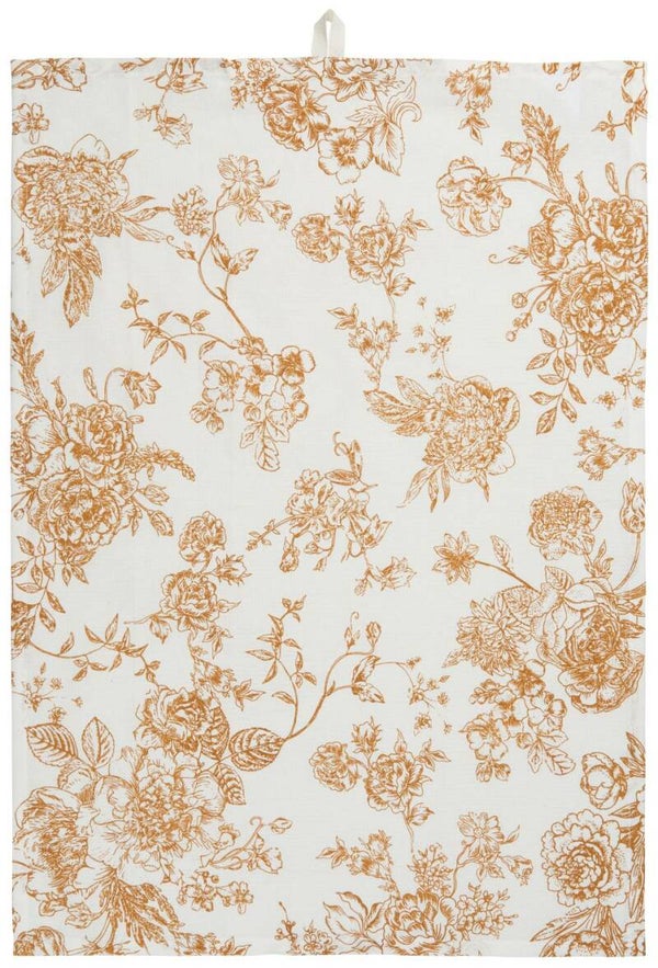 IB-Laursen Tea towel flowers mustard printing   6688-03