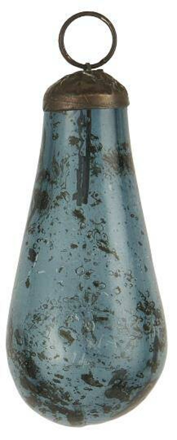 Ib-Laursen Christmas ornament drop pebbled glass petrol  8648-46