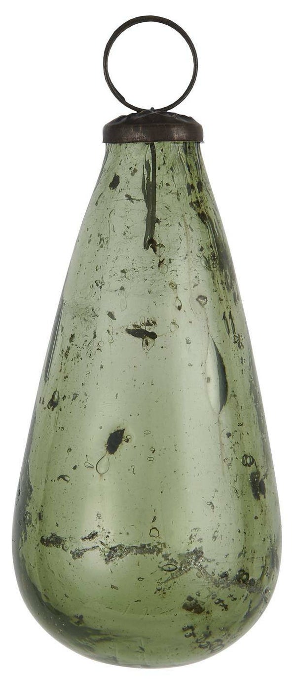 Ib-Laursen Christmas ornament drop pebbled glass moss green  8649-41