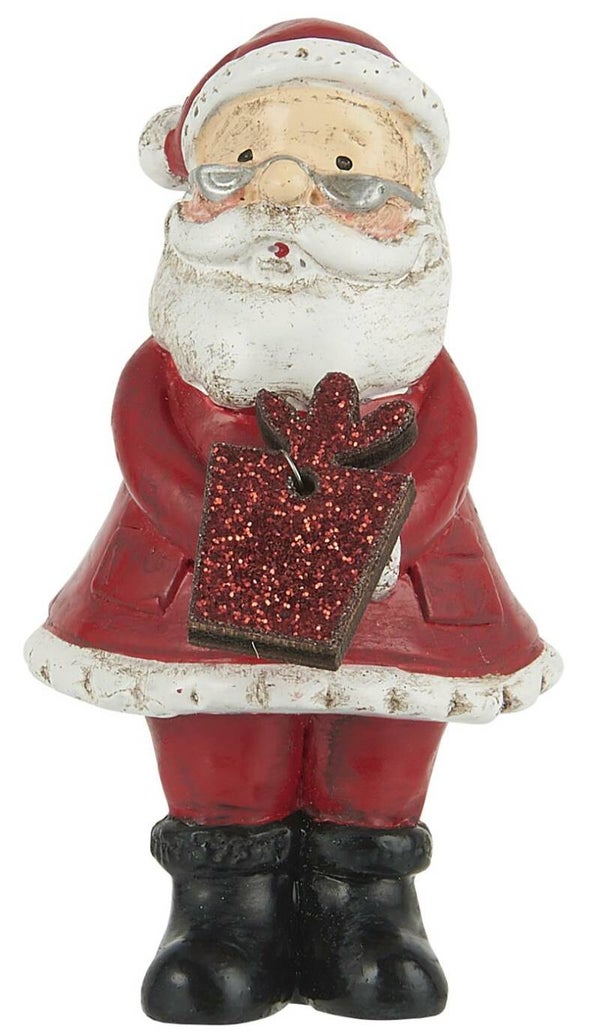 Ib-Laursen Santa Claus standing w/glitter present hand painted