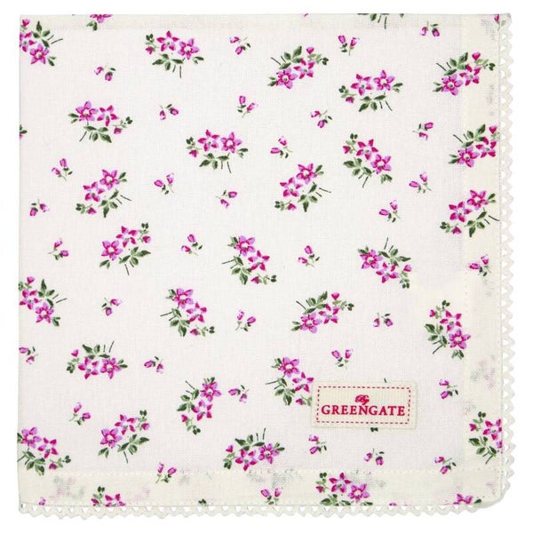 GreenGate Cloth Napkin with Lace Avery White