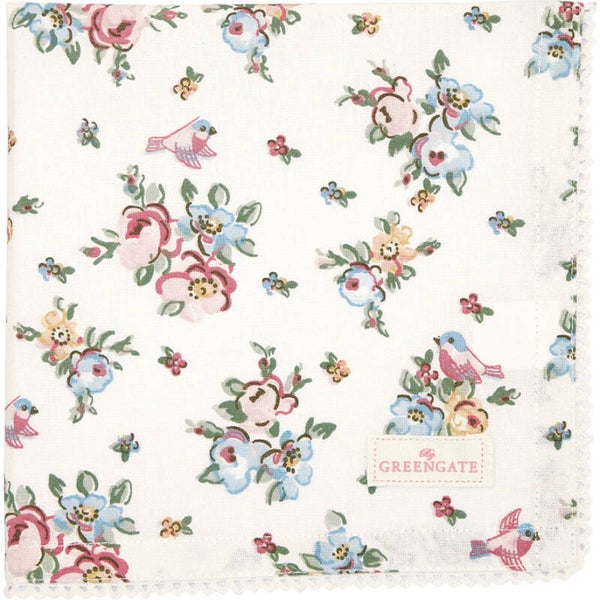 GreenGate Cloth Napkin with Lace Ellie White   COTNAPWLEIE0108