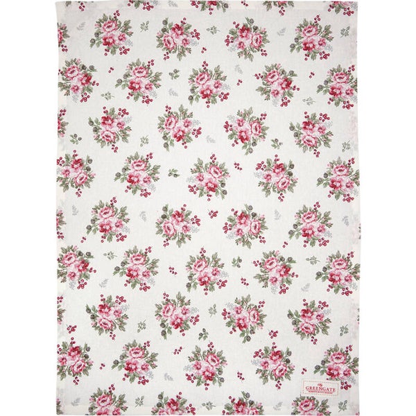 GreenGate Tea Towel Charline White   COTTEACHN0112
