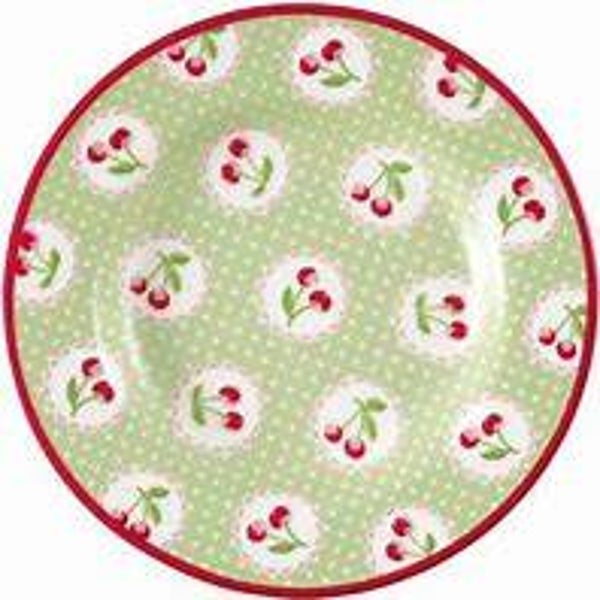 GreenGate Small Plate 15 cm Cherry Berry Pale Green