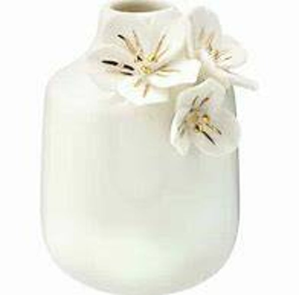 GreenGate Vase Flower White with Gold Slim