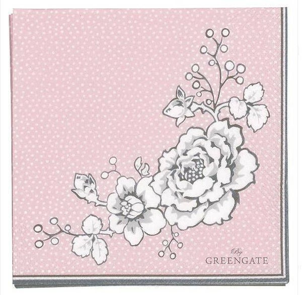 GreenGate Paper Napkins Small Ella Pale Pink 20 pcs