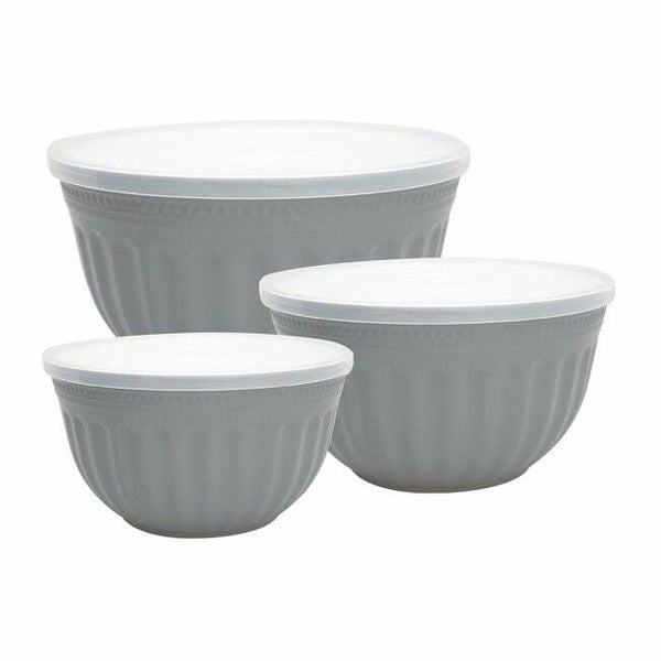 GreenGate Bowl with Lid Alice Grey set of 3.  PLABOW3PW8104