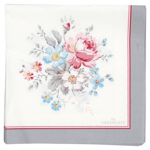GreenGate Paper Napkins Marie Pale Grey Large 20 pcs