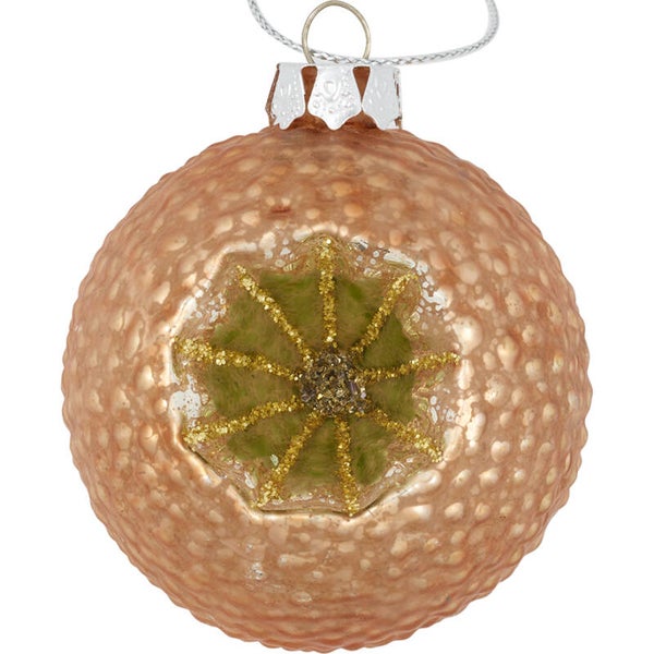 GreenGate Christmas Ball Glass Carved Glitter Gold   XMABALGCRV6006