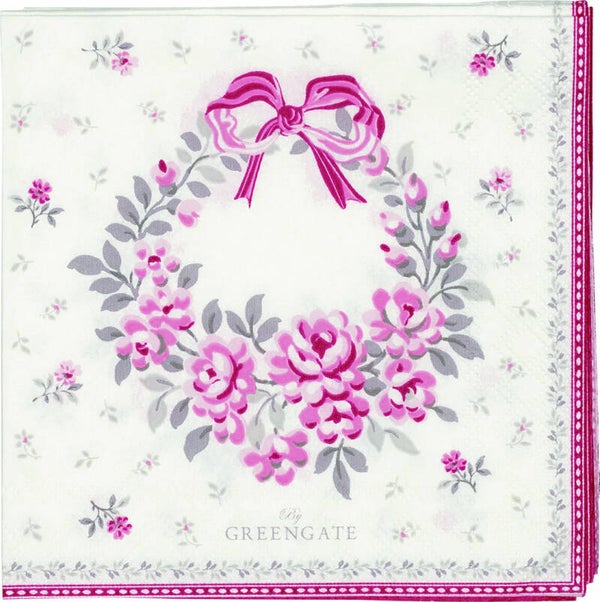 GreenGate Flora White napkins small 20 pcs