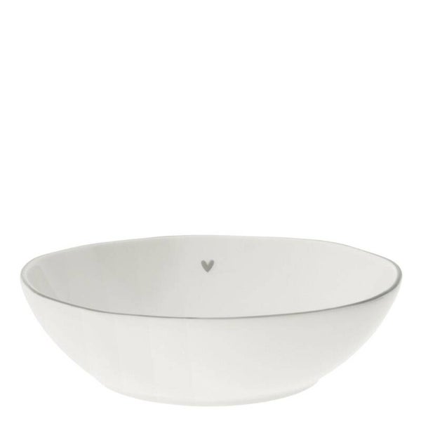 Soup or Pasta Plate white/little heart in Grey 21x5cm   LI/SOUP PL 001 GR