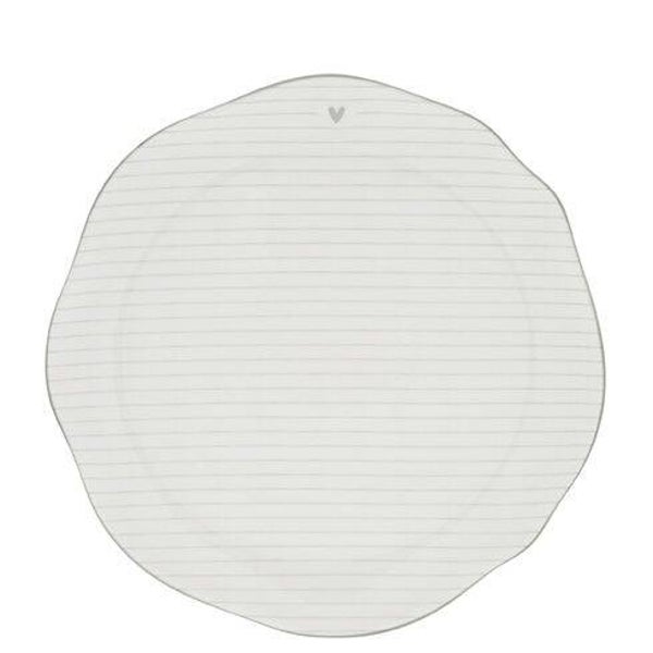 Bastion  Breakfast Plate Stripes White/edge Grey 23cm  LI/BREAKFAST 002GR