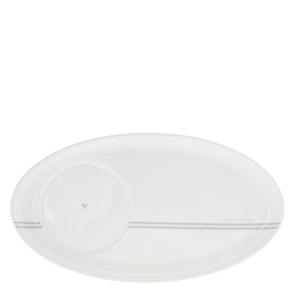 Bastion Oval Plate White / Hello You Grey 25,5x14,5cm RJ/OPL CUP 008 GR