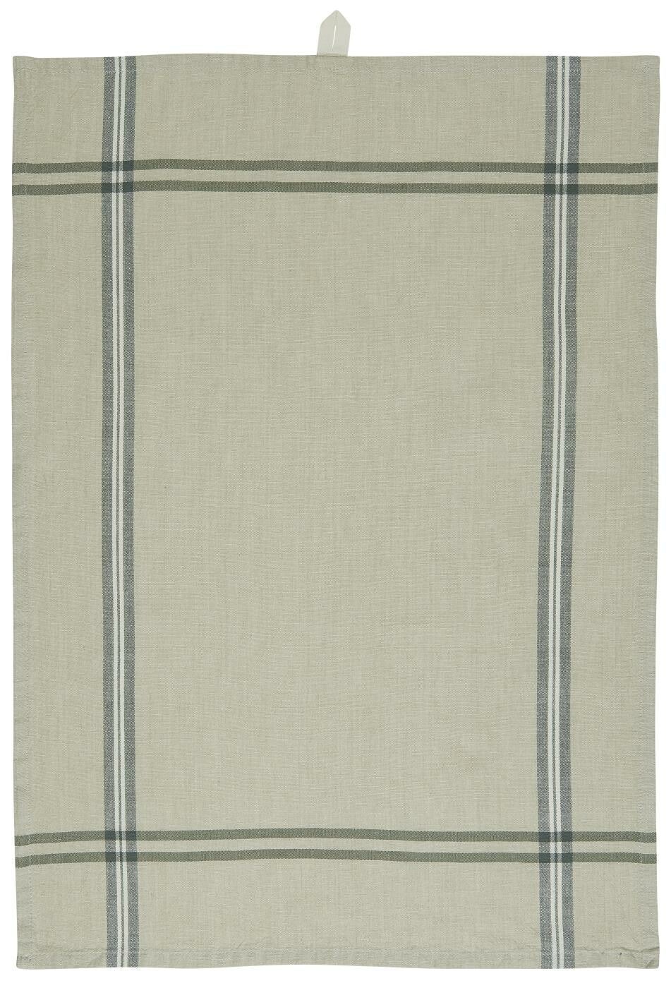 Ib-Laursen Tea towel ORGANIC beige w/green stripes  66018-22