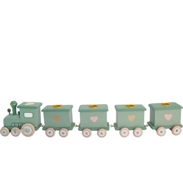 GreenGate Candle holder train Inge-Marie green  WOOCANTINM3502