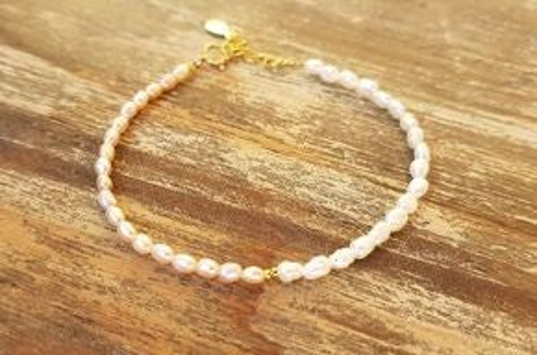 Süsswasserperlen - Armband Rosa/Weiss