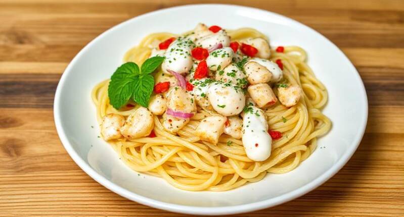 Pasta integral con atún y salsa de yogur