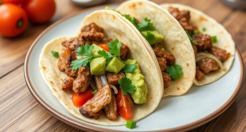 Tacos fitness de pavo con guacamole