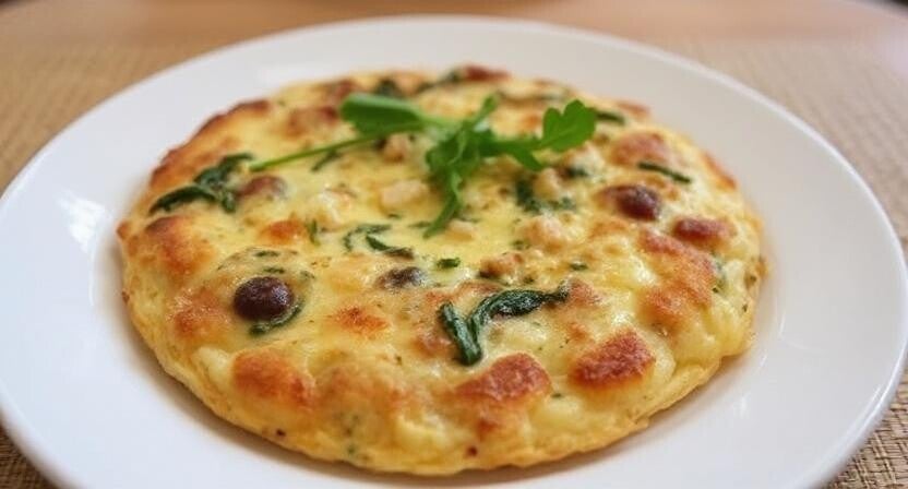 Tortilla de Claras con Espinacas y Champiñones