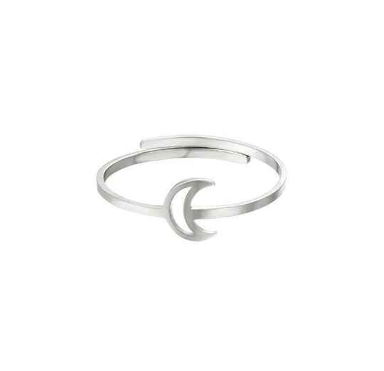 Moon ring zilver rvs