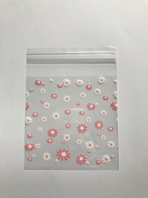 Bloemen zakjes wit/roze