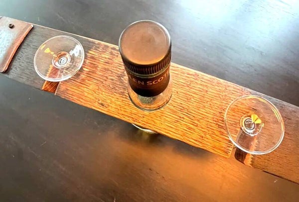 Whisky fles- en glashouder – voor 1 fles en 2 glazen